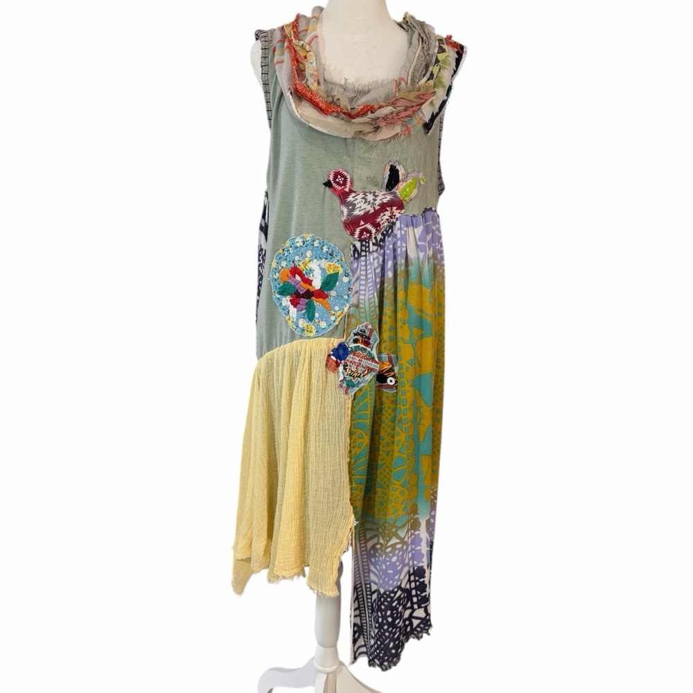 Auntie M Upcycled One-of-a-Kind Boho Urban Chic Dress Handmade Wearable Art